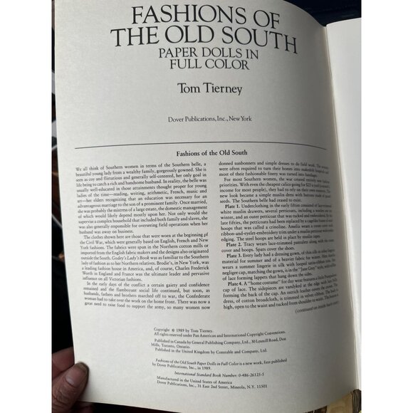 Fashions Of The Old South Paper Dolls In Full Color By Tom Tierney UNCUT - Picture 6 of 7